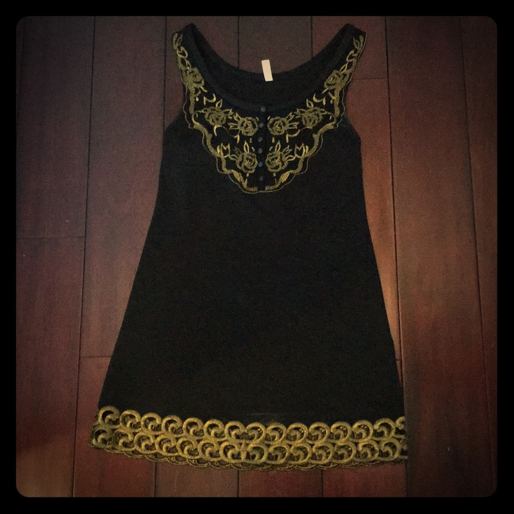 Black and gold Free People Shift Dress